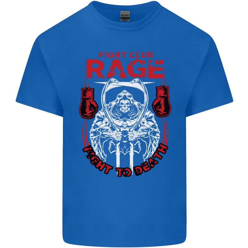 Fight Rage MMA Mixed Martial Arts Muay Thai Mens Cotton T-Shirt Tee Top Royal Blue