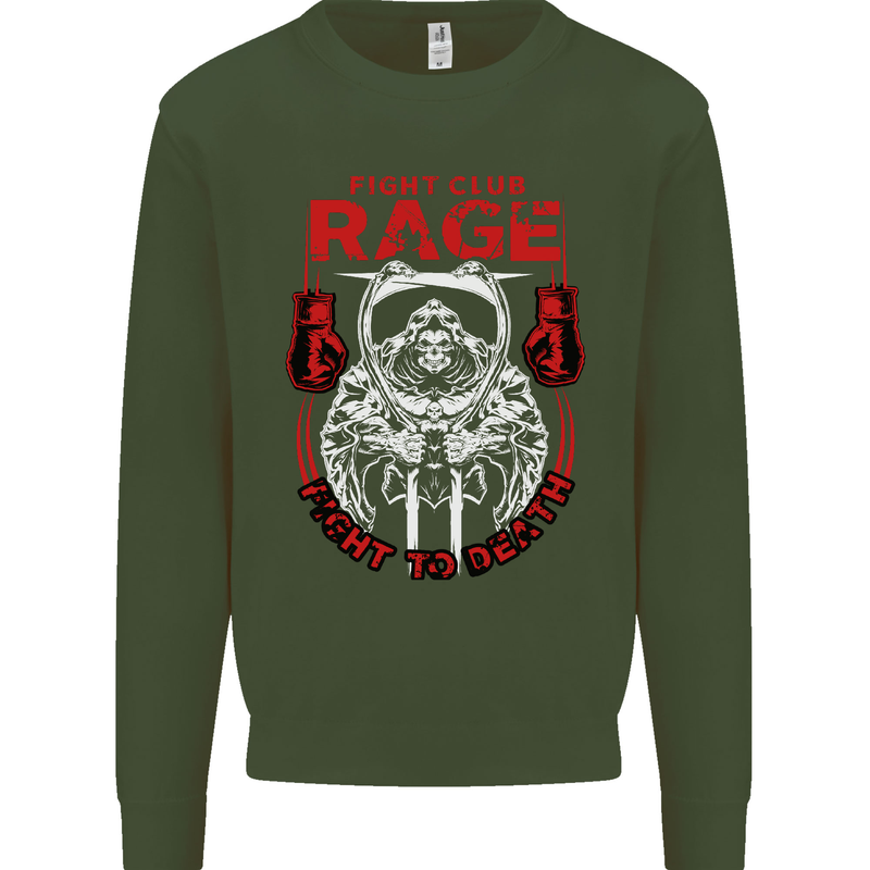 Fight Rage MMA Mixed Martial Arts Muay Thai Mens Sweatshirt Jumper Forest Green