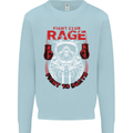 Fight Rage MMA Mixed Martial Arts Muay Thai Mens Sweatshirt Jumper Light Blue