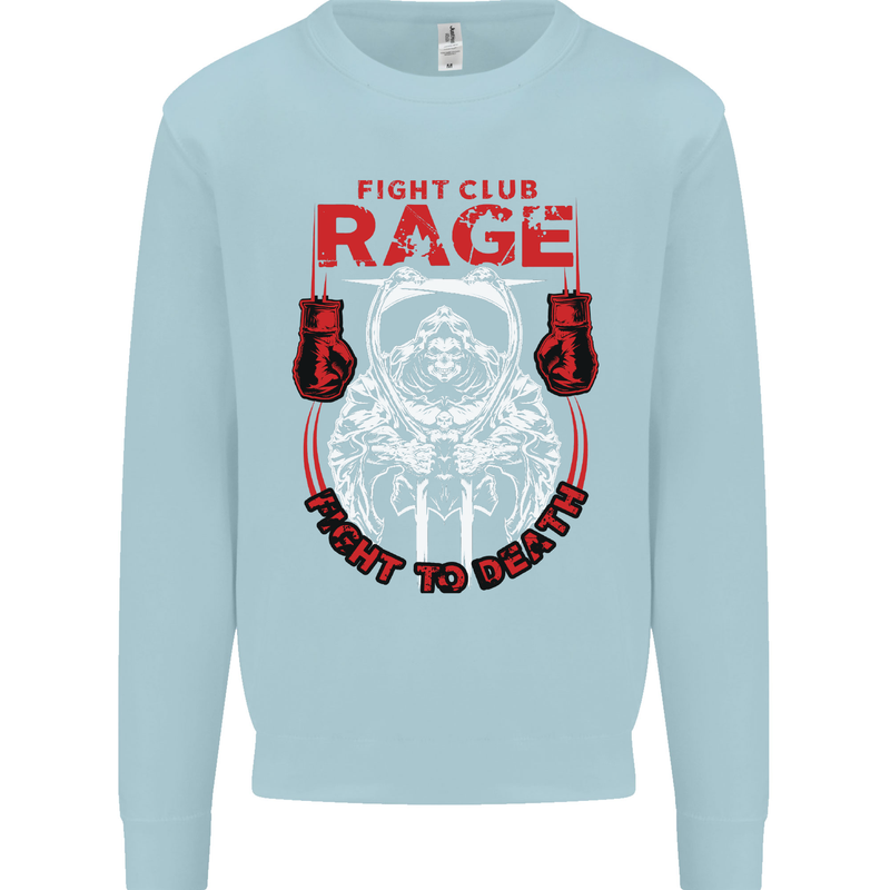 Fight Rage MMA Mixed Martial Arts Muay Thai Mens Sweatshirt Jumper Light Blue