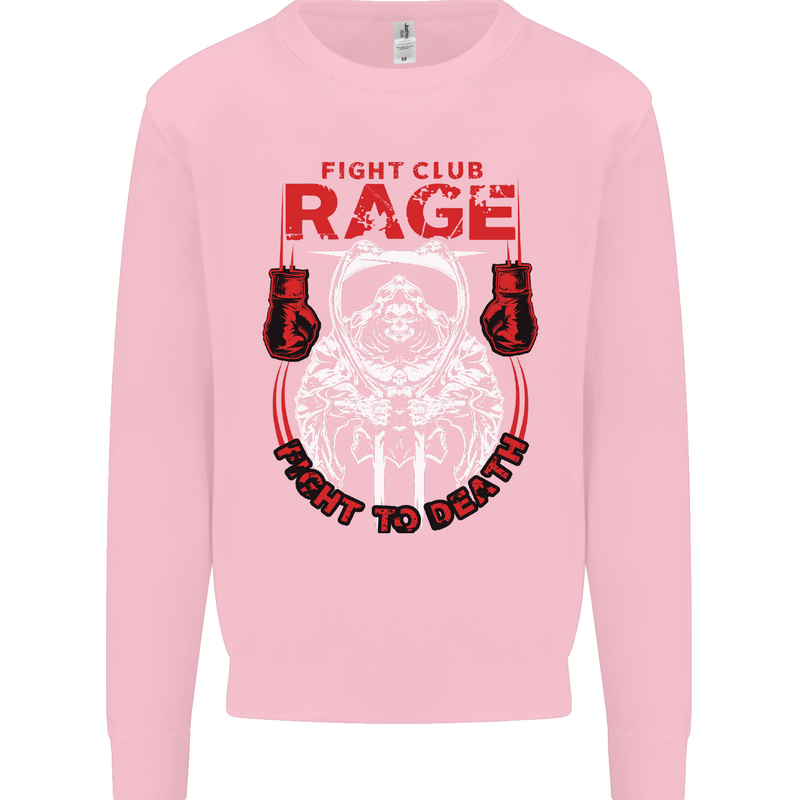 Fight Rage MMA Mixed Martial Arts Muay Thai Mens Sweatshirt Jumper Light Pink