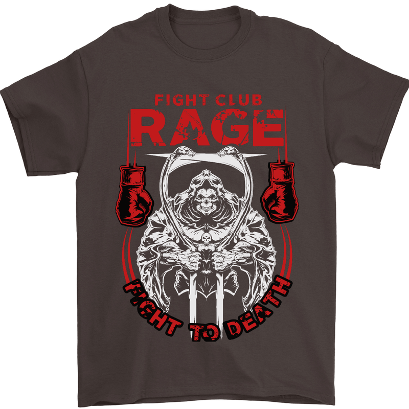 Fight Rage MMA Mixed Martial Arts Muay Thai Mens T-Shirt Cotton Gildan Dark Chocolate
