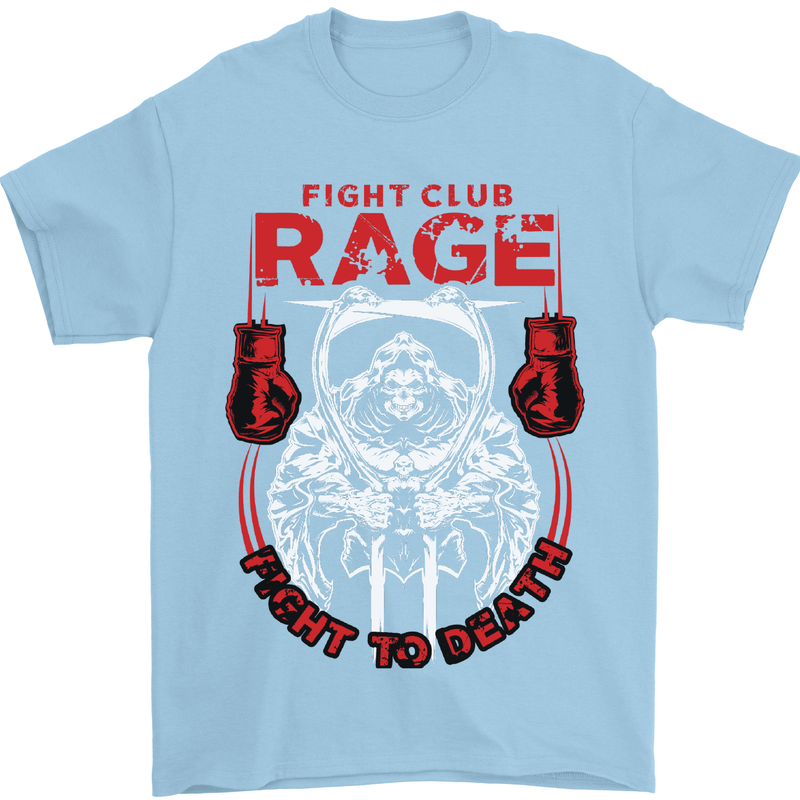 Fight Rage MMA Mixed Martial Arts Muay Thai Mens T-Shirt Cotton Gildan Light Blue