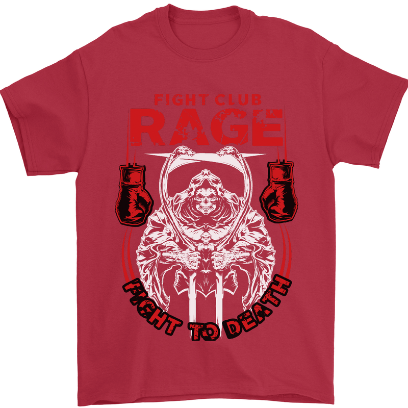 Fight Rage MMA Mixed Martial Arts Muay Thai Mens T-Shirt Cotton Gildan Red