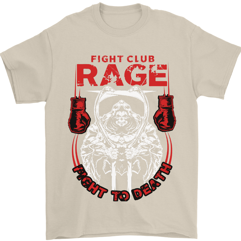 Fight Rage MMA Mixed Martial Arts Muay Thai Mens T-Shirt Cotton Gildan Sand