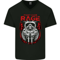 Fight Rage MMA Mixed Martial Arts Muay Thai Mens V-Neck Cotton T-Shirt Black