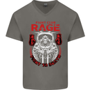 Fight Rage MMA Mixed Martial Arts Muay Thai Mens V-Neck Cotton T-Shirt Charcoal