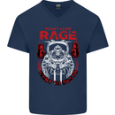 Fight Rage MMA Mixed Martial Arts Muay Thai Mens V-Neck Cotton T-Shirt Navy Blue