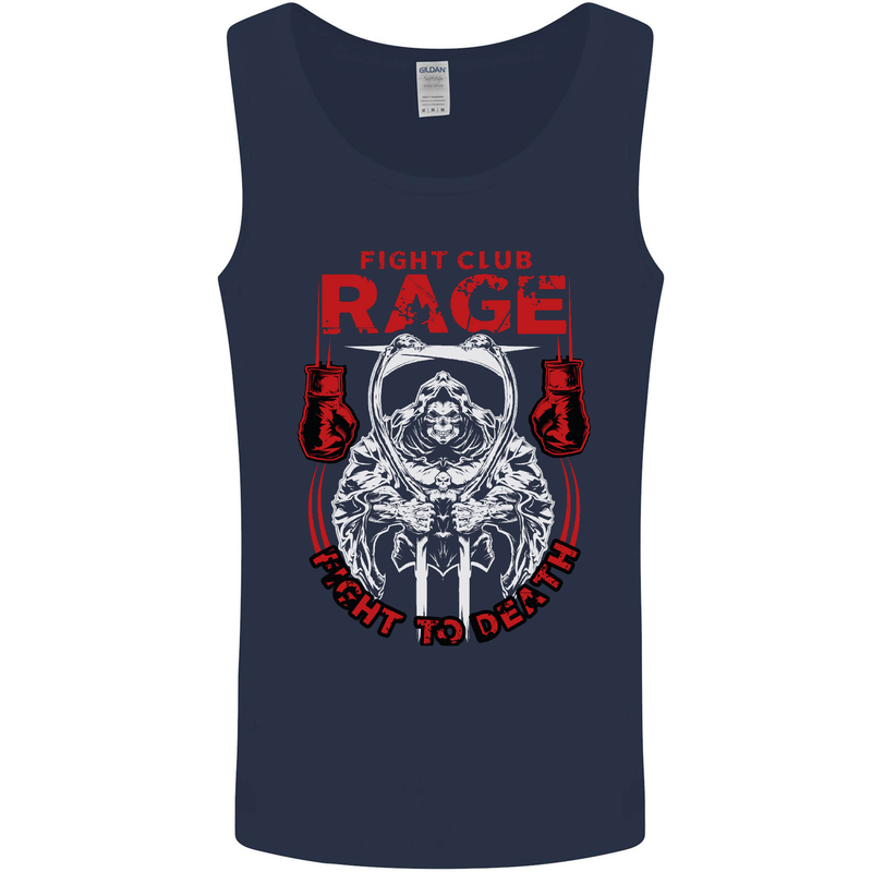 Fight Rage MMA Mixed Martial Arts Muay Thai Mens Vest Tank Top Navy Blue