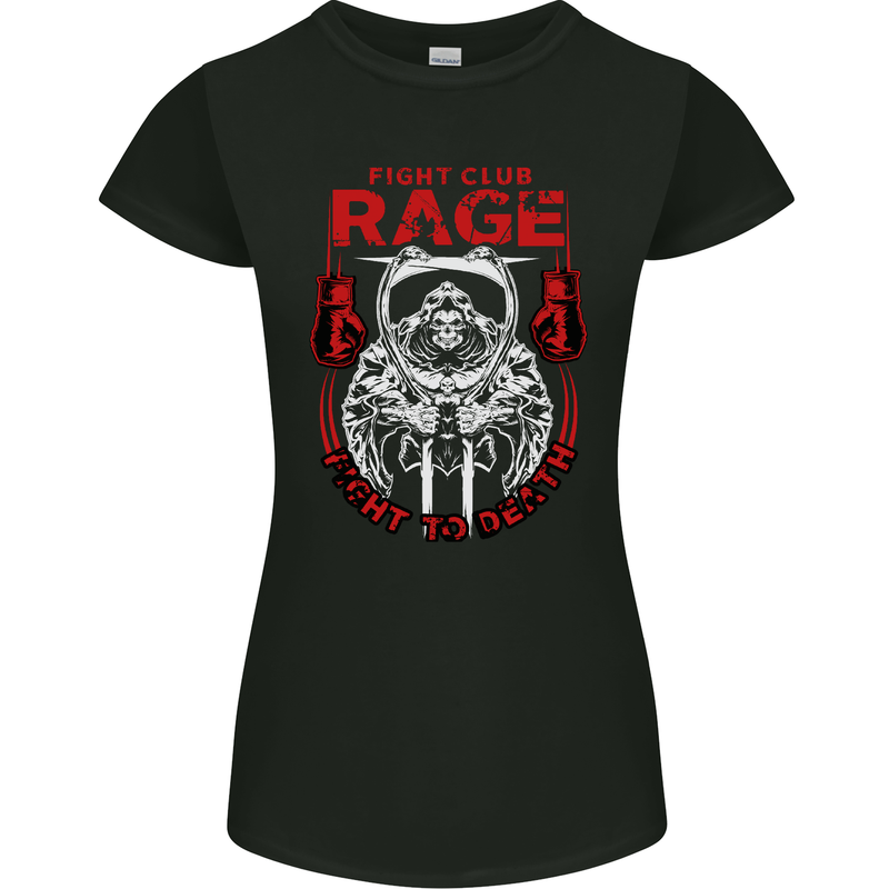 Fight Rage MMA Mixed Martial Arts Muay Thai Womens Petite Cut T-Shirt Black