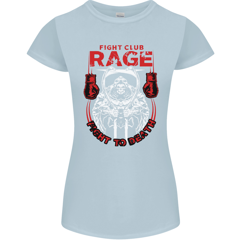 Fight Rage MMA Mixed Martial Arts Muay Thai Womens Petite Cut T-Shirt Light Blue