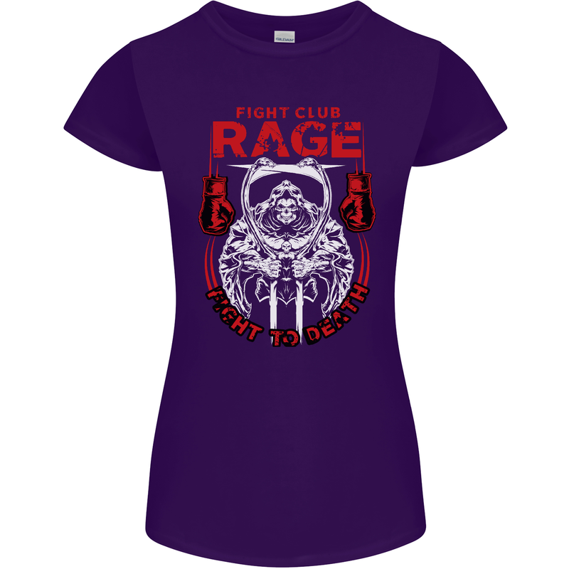 Fight Rage MMA Mixed Martial Arts Muay Thai Womens Petite Cut T-Shirt Purple