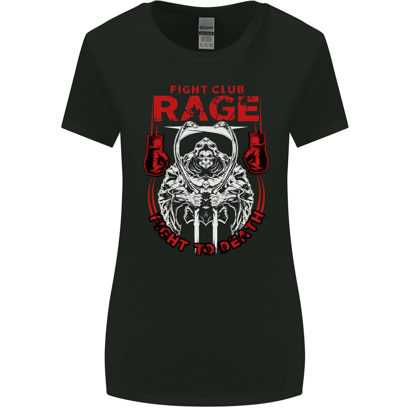 Fight Rage MMA Mixed Martial Arts Muay Thai Womens Wider Cut T-Shirt Black