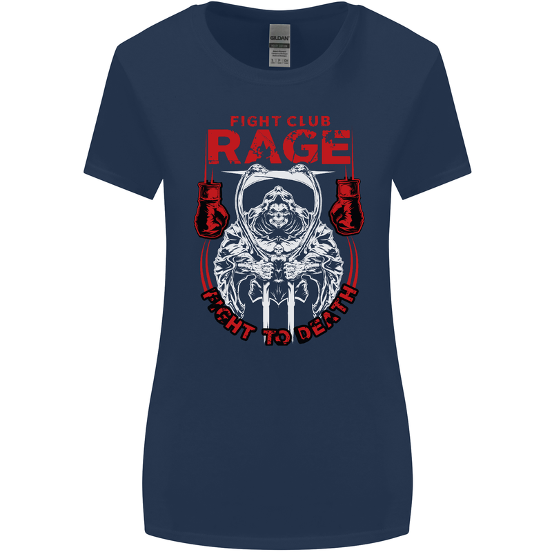 Fight Rage MMA Mixed Martial Arts Muay Thai Womens Wider Cut T-Shirt Navy Blue