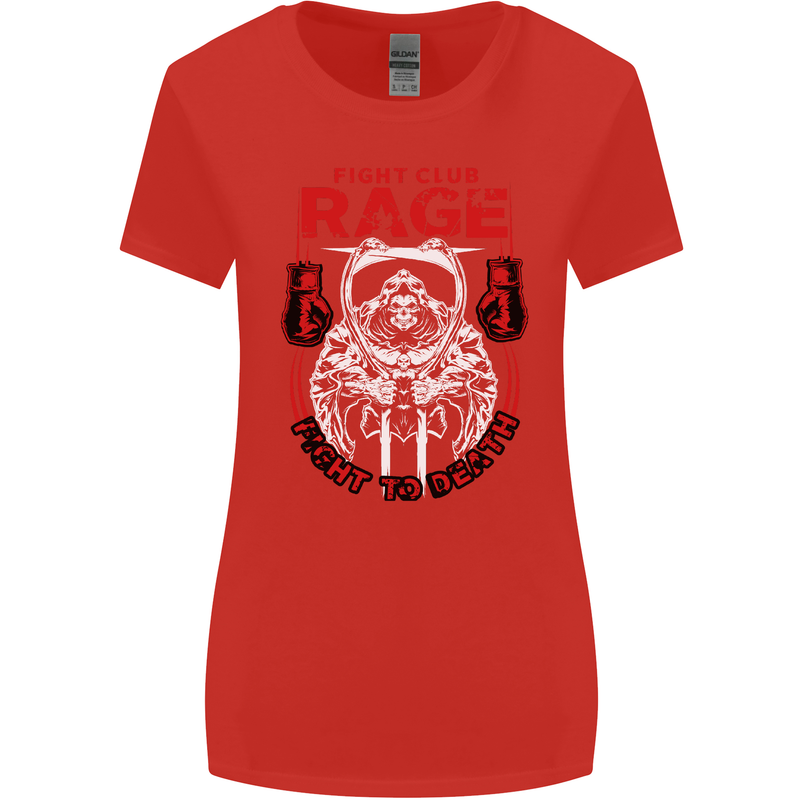 Fight Rage MMA Mixed Martial Arts Muay Thai Womens Wider Cut T-Shirt Red