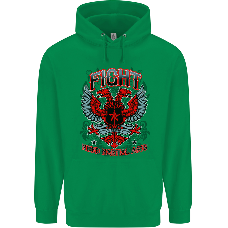 Fight Warriors Mixed Martial Arts MMA Mens 80% Cotton Hoodie Irish Green