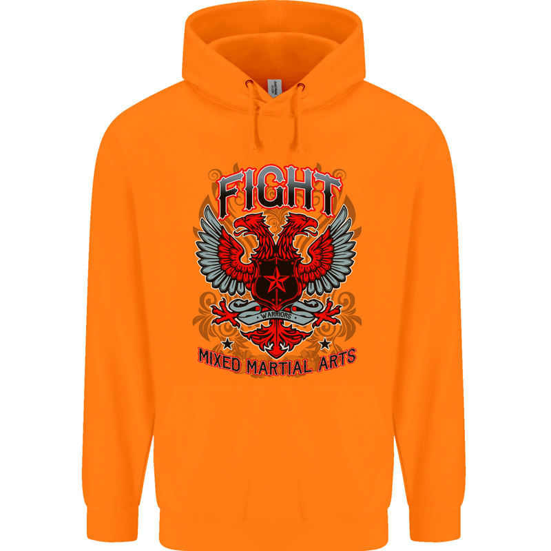 Fight Warriors Mixed Martial Arts MMA Mens 80% Cotton Hoodie Orange