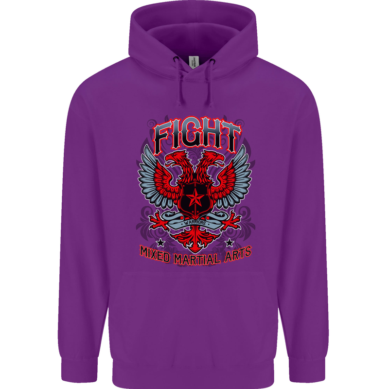 Fight Warriors Mixed Martial Arts MMA Mens 80% Cotton Hoodie Purple
