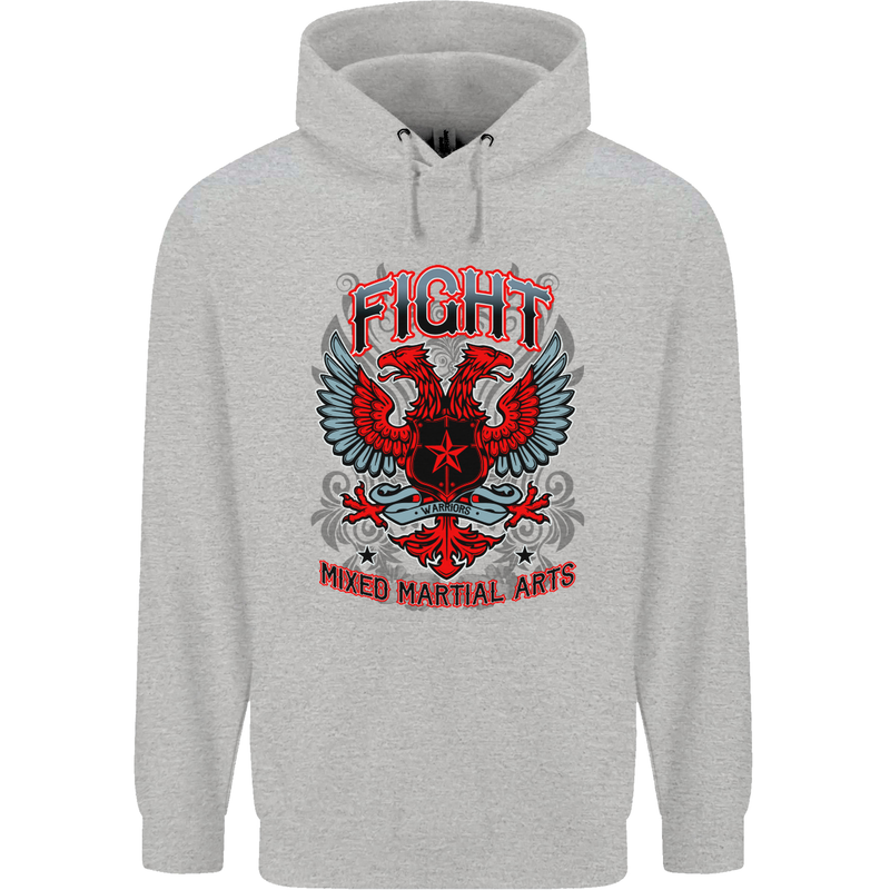 Fight Warriors Mixed Martial Arts MMA Mens 80% Cotton Hoodie Sports Grey