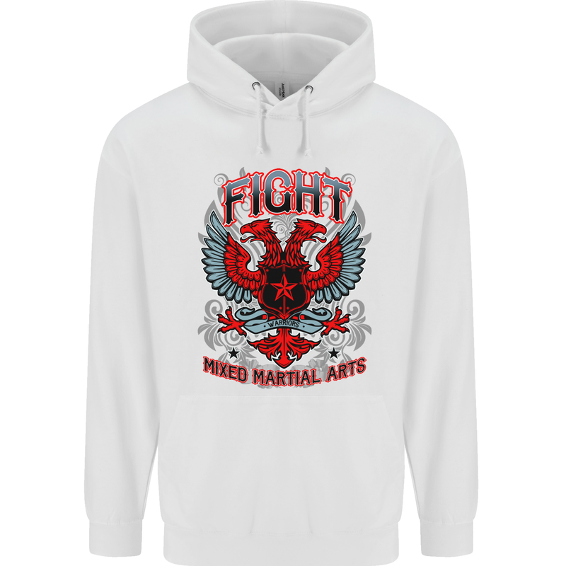 Fight Warriors Mixed Martial Arts MMA Mens 80% Cotton Hoodie White