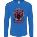 Fight Warriors Mixed Martial Arts MMA Mens Long Sleeve T-Shirt Royal Blue