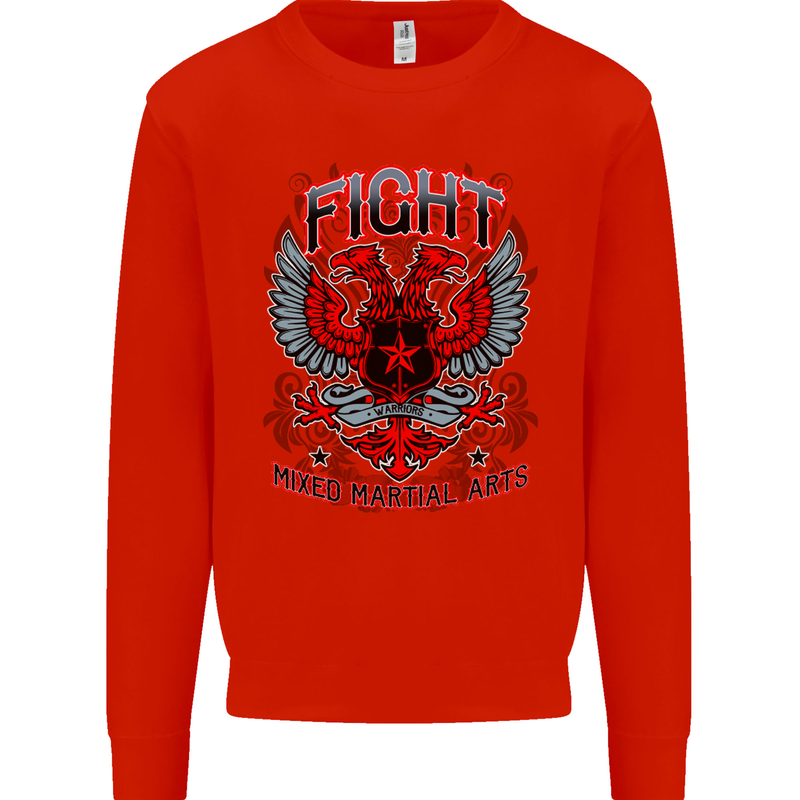 Fight Warriors Mixed Martial Arts MMA Mens Sweatshirt Jumper Bright Red
