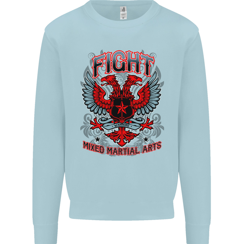 Fight Warriors Mixed Martial Arts MMA Mens Sweatshirt Jumper Light Blue