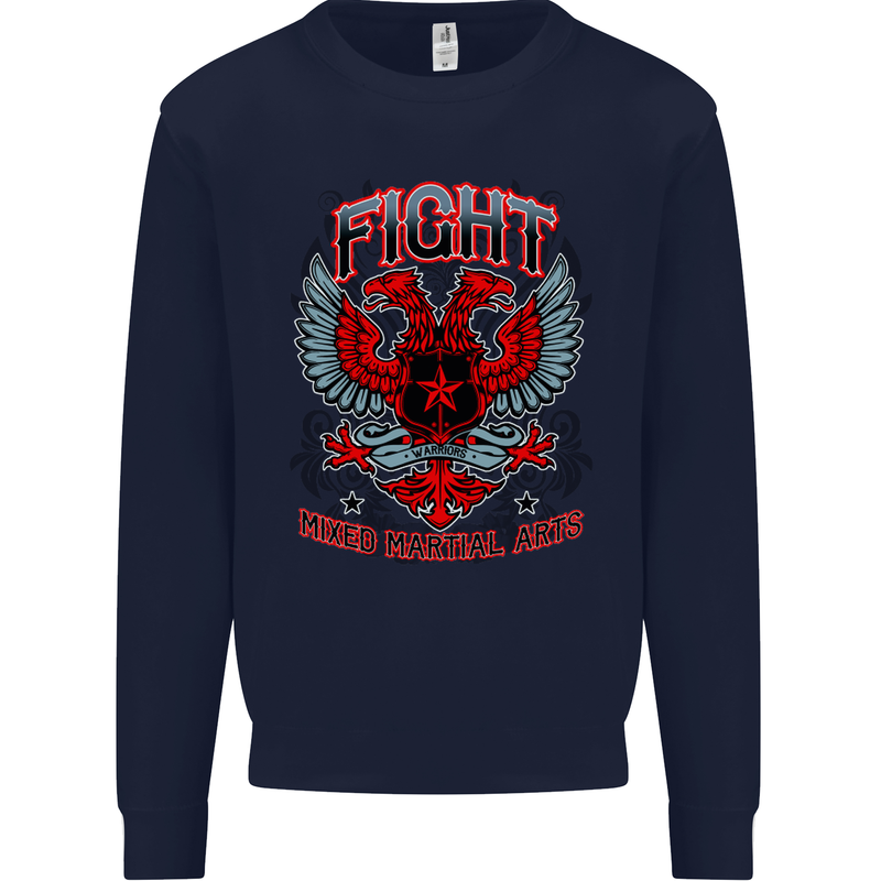 Fight Warriors Mixed Martial Arts MMA Mens Sweatshirt Jumper Navy Blue