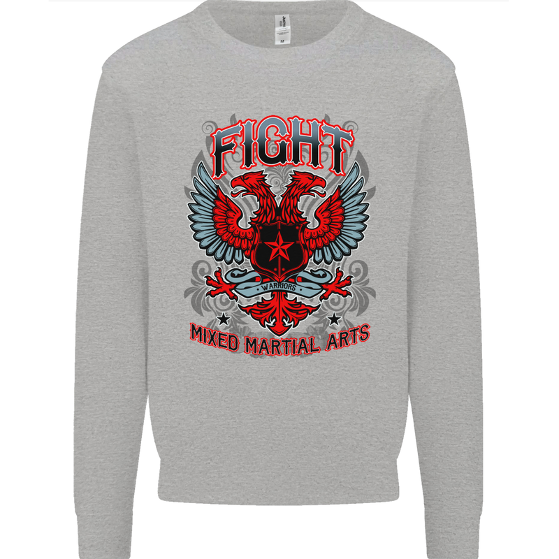 Fight Warriors Mixed Martial Arts MMA Mens Sweatshirt Jumper Sports Grey