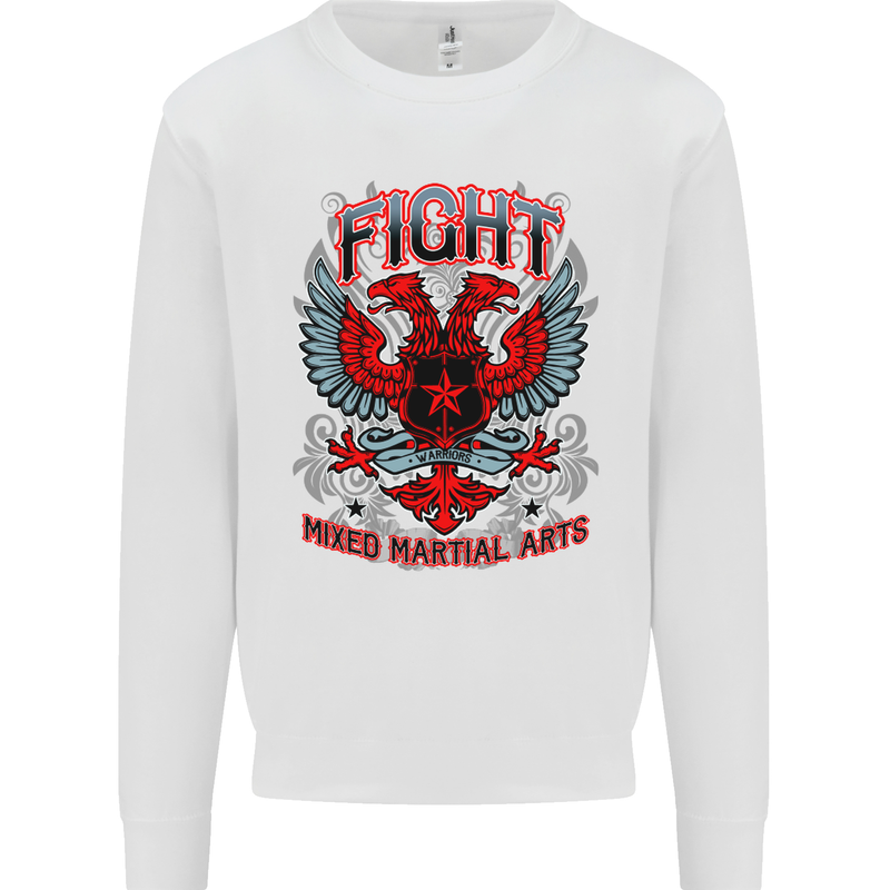 Fight Warriors Mixed Martial Arts MMA Mens Sweatshirt Jumper White