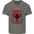 Fight Warriors Mixed Martial Arts MMA Mens V-Neck Cotton T-Shirt Charcoal