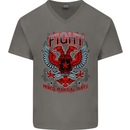 Fight Warriors Mixed Martial Arts MMA Mens V-Neck Cotton T-Shirt Charcoal