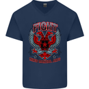 Fight Warriors Mixed Martial Arts MMA Mens V-Neck Cotton T-Shirt Navy Blue