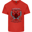 Fight Warriors Mixed Martial Arts MMA Mens V-Neck Cotton T-Shirt Red