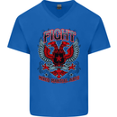 Fight Warriors Mixed Martial Arts MMA Mens V-Neck Cotton T-Shirt Royal Blue