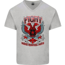 Fight Warriors Mixed Martial Arts MMA Mens V-Neck Cotton T-Shirt Sports Grey