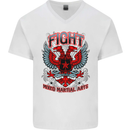 Fight Warriors Mixed Martial Arts MMA Mens V-Neck Cotton T-Shirt White