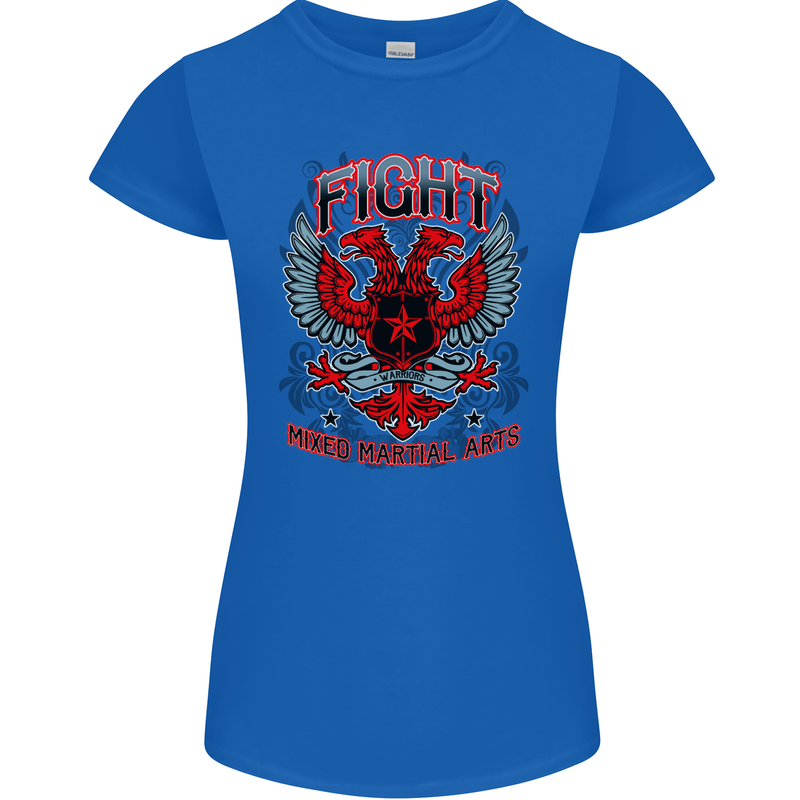 Fight Warriors Mixed Martial Arts MMA Womens Petite Cut T-Shirt Royal Blue