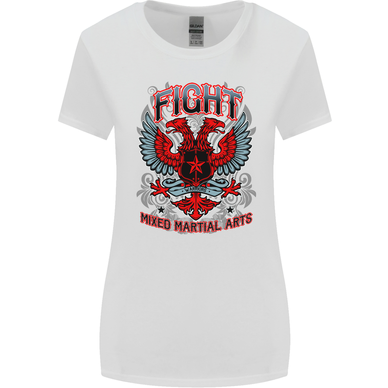 Fight Warriors Mixed Martial Arts MMA Womens Wider Cut T-Shirt White