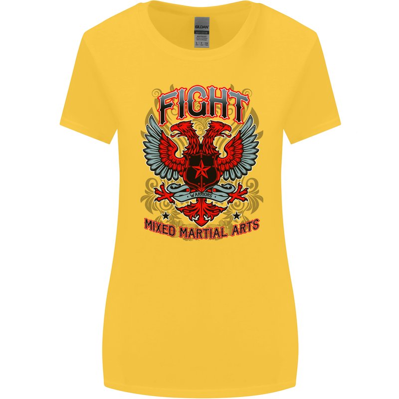Fight Warriors Mixed Martial Arts MMA Womens Wider Cut T-Shirt Yellow