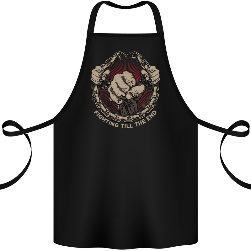 Fighting 'Till the End MMA Martial Arts Cotton Apron 100% Organic Black