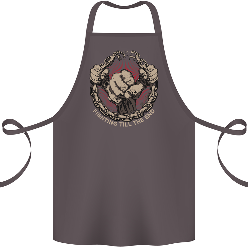 Fighting 'Till the End MMA Martial Arts Cotton Apron 100% Organic Dark Grey
