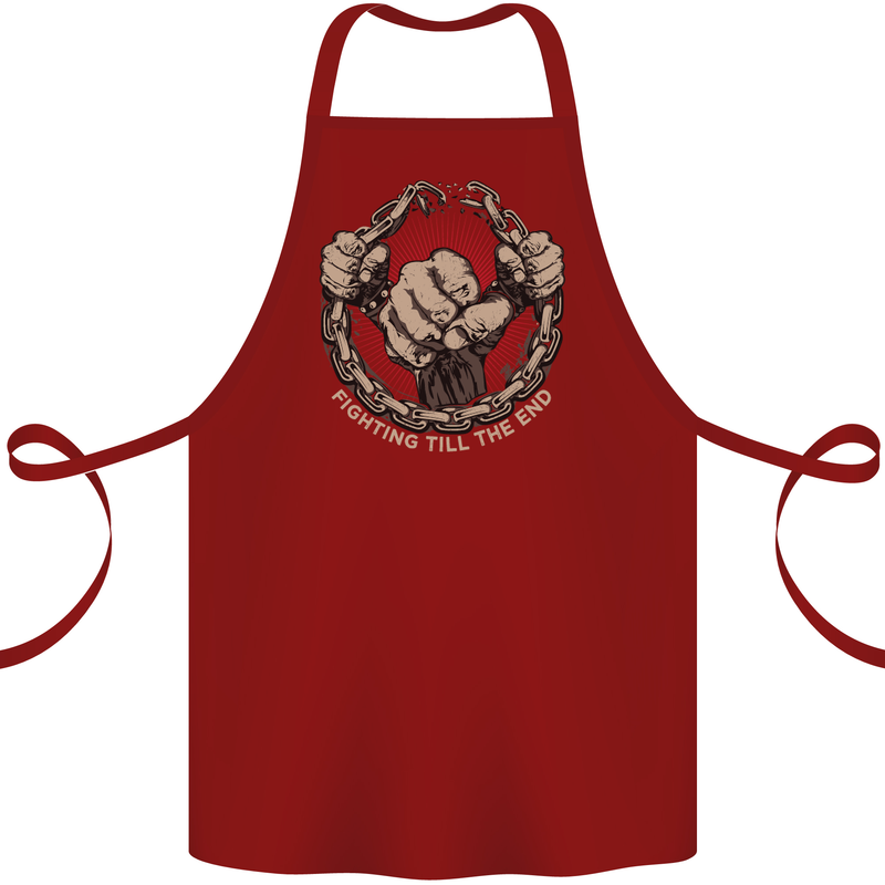 Fighting 'Till the End MMA Martial Arts Cotton Apron 100% Organic Maroon