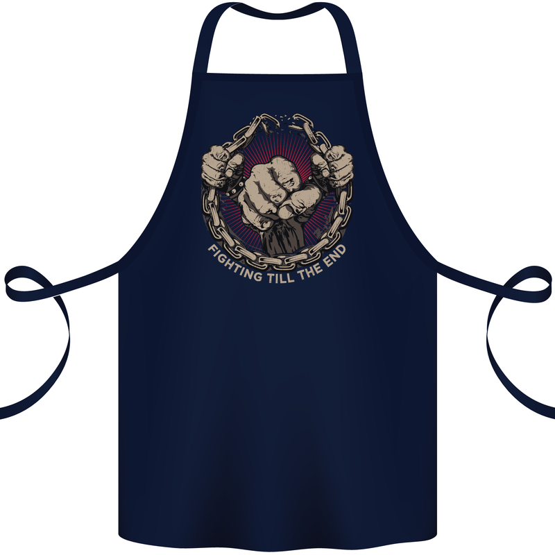 Fighting 'Till the End MMA Martial Arts Cotton Apron 100% Organic Navy Blue