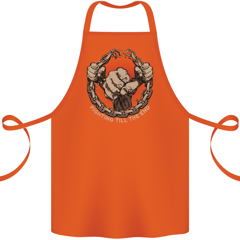 Fighting 'Till the End MMA Martial Arts Cotton Apron 100% Organic Orange