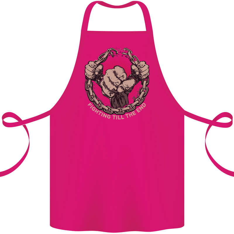 Fighting 'Till the End MMA Martial Arts Cotton Apron 100% Organic Pink
