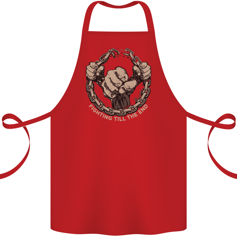 Fighting 'Till the End MMA Martial Arts Cotton Apron 100% Organic Red