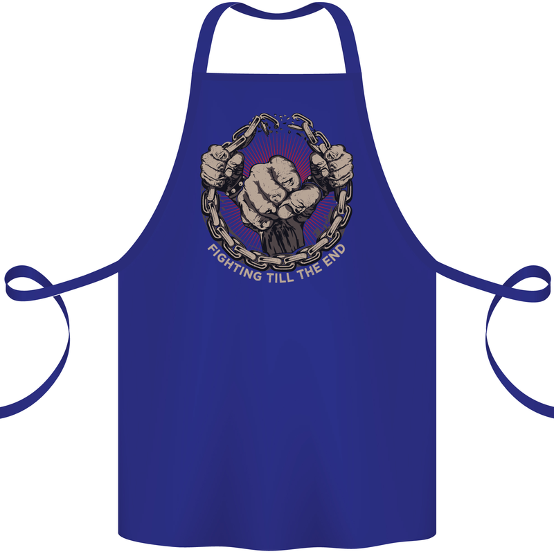 Fighting 'Till the End MMA Martial Arts Cotton Apron 100% Organic Royal Blue