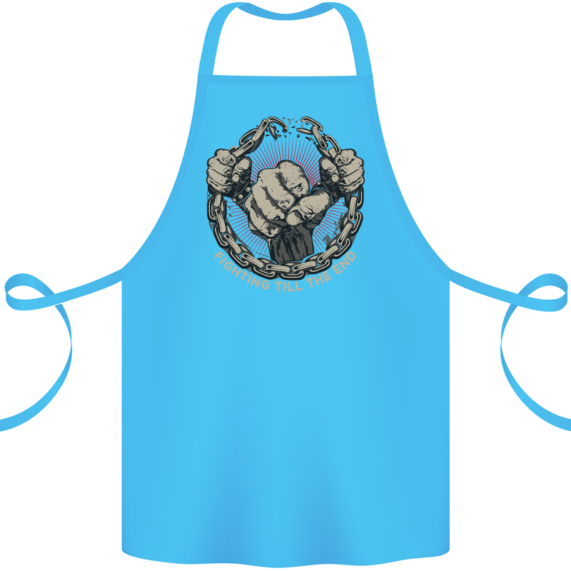 Fighting 'Till the End MMA Martial Arts Cotton Apron 100% Organic Turquoise
