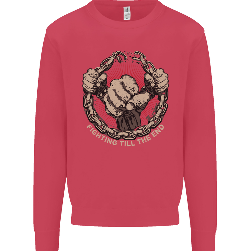 Fighting 'Till the End MMA Martial Arts Mens Sweatshirt Jumper Heliconia